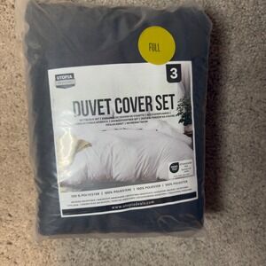 Utopia Bedding Full Duvet Cover Set 3 Piece Gray Brushed Microfiber New